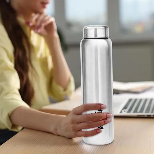 Vista 3 de MILTON Aqua - Botella de agua de acero inoxidable 1000, 32.1 fl oz, plateado, a prueba de fugas, botella de oficina, botella de gimnasio, hogar Plata