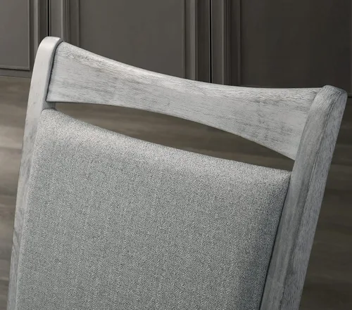 Vista 7 de Roundhill Furniture Iris - Juego de comedor de 5 piezas, color blanco desgastado y gris