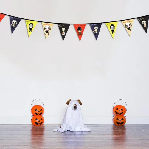 Vista 7 de Cartel temático de personajes de películas de terror para decoración de interiores y exteriores, suministros de fiesta de Halloween, decoraciones