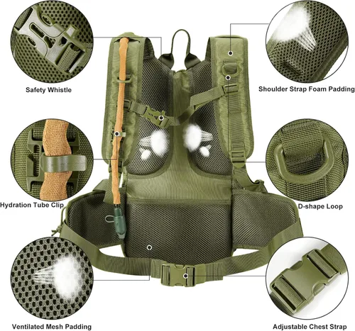 Vista 6 de FRTKK Mochila táctica de hidratación ligera con aislamiento para agua, mochila de hidratación Molle para senderismo, correr, ciclismo, escalada