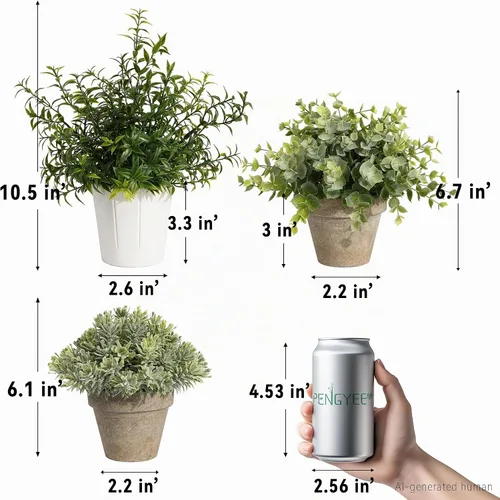 Vista 3 de Paquete de 4 plantas artificiales pequeñas para interiores