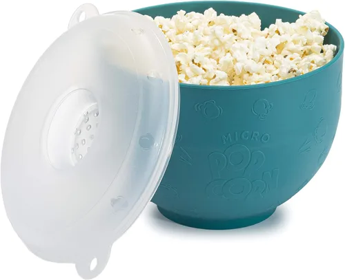 Vista 11 de Goodful Máquina de Palomitas de Silicona Plegable, Fabricante de Palomitas de Aire Caliente para Microondas, Tazón Hecho sin BPA, Azul