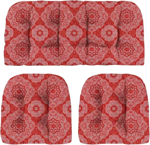 Vista 38 de RSH DECOR: Sunbrella - Juego de 3 cojines de mimbre copetudos 41 x 19 pulgadas y 19 x 19 pulgadas Fabricado con tela de rendimiento Sunbrella