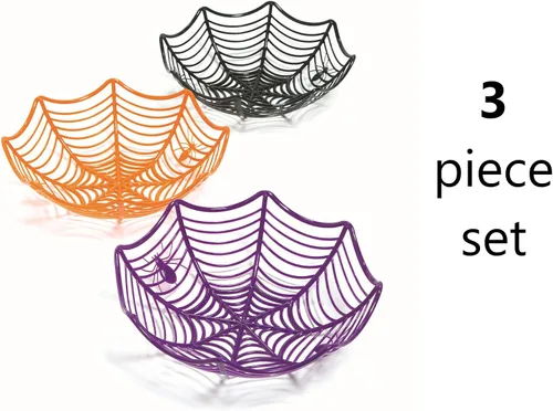 Vista 3 de Spooktacular - Cestas de tela de araña de plástico surtidas, 3 x 11 pulgadas (3 unidades), diseño duradero y llamativo, perfectas para Halloween
