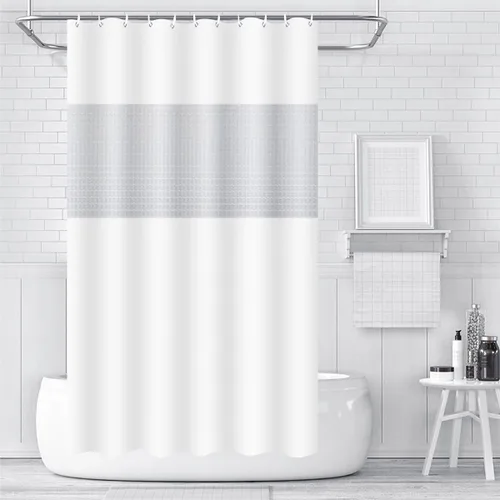 Vista 9 de timecity Juego de cortinas de ducha beige de PEVA con 12 ganchos blancos, forro de ducha de plástico, impermeable, de secado rápido, para bañera