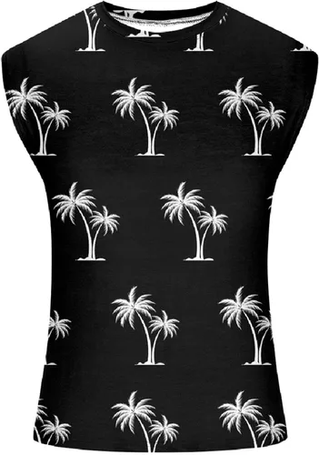 Vista 4 de Camiseta sin mangas con estampado tropical para hombre, elegante camiseta de entrenamiento sin mangas, camiseta deportiva casual de verano, chaleco