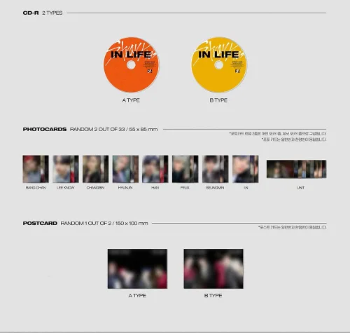 Vista 3 de JYP ent Stray Kids - Edición Estándar (Vol.1 Repackage) Álbum+Beneficio de Pre-Pedido+Póster Plegado+Juego de Tarjetas de Fotos Extra (A+B ver. Set)