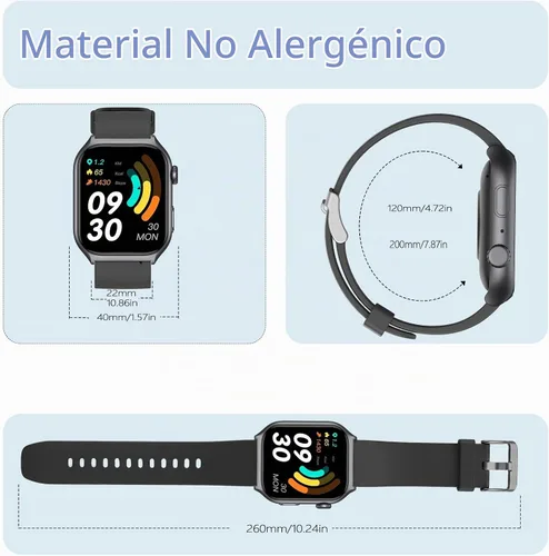 Vista 7 de YMS Reloj inteligente Android para mujer, llamada Bluetooth, compatible con Android e iOS, pantalla HD de 2.0 pulgadas, rastreador de frecuencia