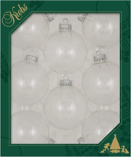 Vista 7 de Christmas by Krebs [Paquete de 12] Transparente con tapas plateadas de 2" (50 mm) Adorno de diseño sin costuras, esfera de cristal artesanal