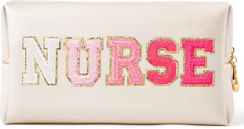 Vista 10 de CY2SIDE Bolsa de maquillaje con parche de letras coloridas, Negro, Enfermera-withe