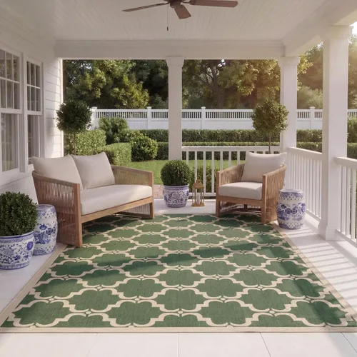 Vista 45 de SAFAVIEH Alfombra lavable al aire libre Courtyard Collection - 9 x 12 pies, beige y terracota, no desprende pelusa y fácil limpieza, ideal