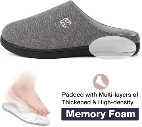 Vista 4 de HomeIdeas Men's Coral Fleece Lining with High Density Memory Foam Classicism Slip-on Slipper