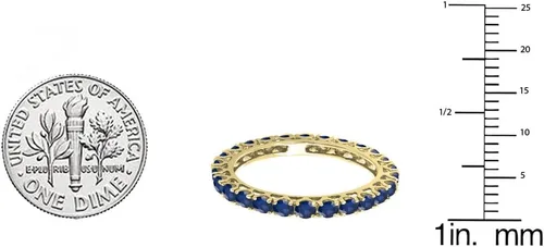 Vista 2 de 1.80 quilates (ctw) 14K oro redondo azul zafiro señoras eternidad anillo de boda 1 34 CT