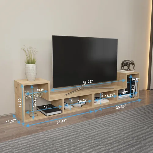 Vista 4 de Decorotika Cubicco - Soporte modular para TV (2 piezas) con estantes abiertos