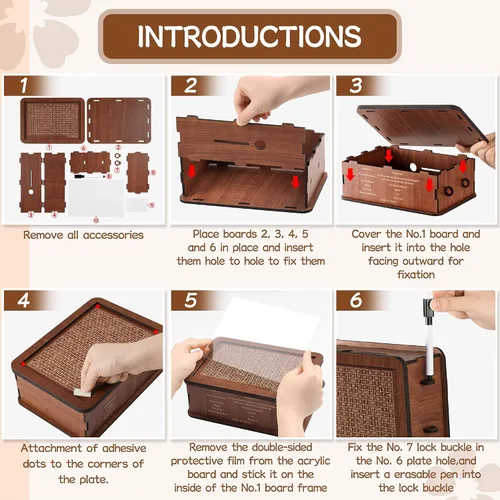 Vista 3 de Kakeibo - Caja de madera para ahorrar dinero, alcancía para adultos y niños, banco de monedas para niños y niñas, caja de ahorro de madera