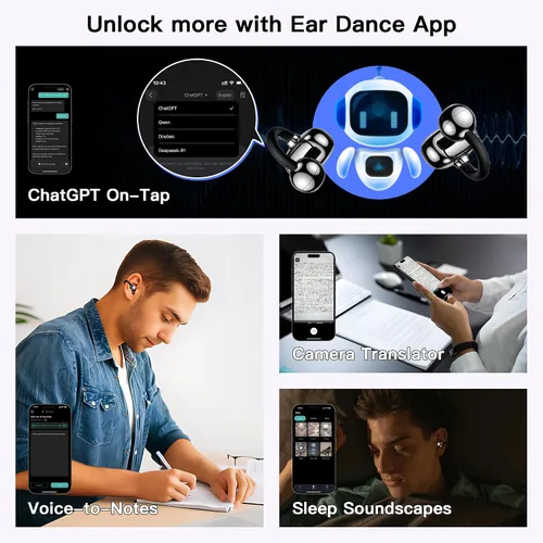Vista 5 de OWS - Auriculares colgantes con clip para la oreja, auriculares inalámbricos de traducción AI en tiempo real, 165 idiomas traductores