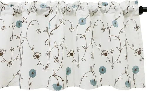 Vista 20 de VOGOL Cortinas de Nivel para Cocina para Ventana, Flores Azules y Enredaderas Bordadas Cortina de 24 Pulgadas de Largo, Cortinas Cortas Tratamiento
