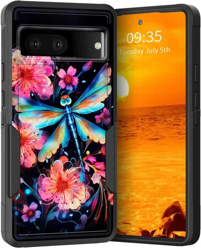 Vista 136 de Funda para Pixel 6A, Híbrida de Doble Capa de Servicio Pesado Resistente a Prueba de Golpes PC Duro + Funda Protectora de Silicona Suave para Google