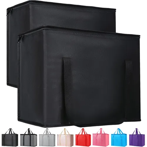 Vista 44 de Bodaon Bolsa de entrega de pizza aislada, 20" x 20" x 8" bolsas calentadoras de pizza para mantener caliente, bolsa aislada para entrega de Negro