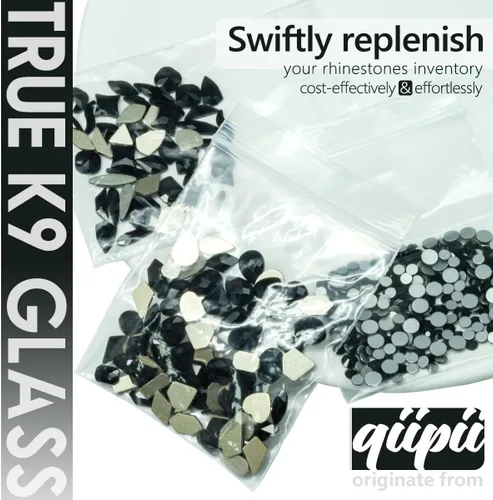Vista 2 de Diamantes de imitación negros para uñas, 120 formas múltiples con parte trasera plana, gemas de cristales negros azabache + SS10 SS16 cuentas