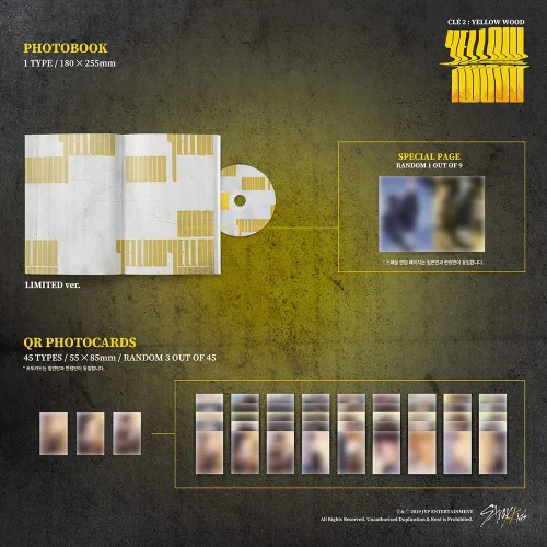 Vista 3 de Stray Kids - Clé 2: Madera amarilla (álbum especial) [Clé 2 ver.] CD+Photobook+Tarjetas de fotos 3QR