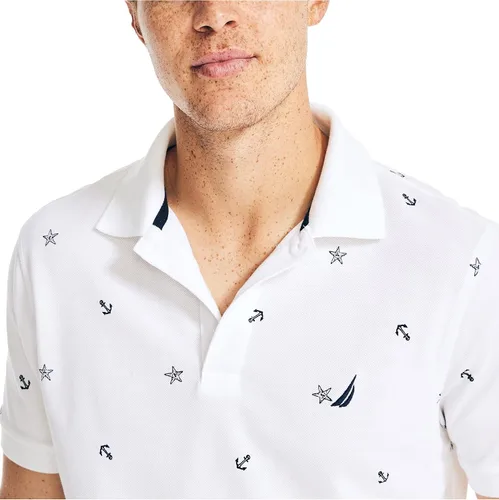 Vista 3 de Nautica Polo de cubierta de rendimiento estampado de ajuste clásico para hombre