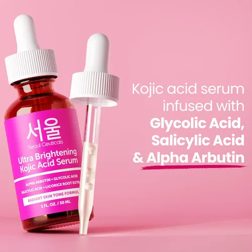 Vista 7 de SeoulCeuticals Korean Skin Care - Suero de ácido kójico Alpha Arbutin Serum – Suero corrector de manchas oscuras ácido glicólico + ácido salicílico
