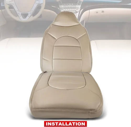 Vista 3 de A-Premium Funda de asiento de color marrón pergamino mediano compatible con Ford F-250/F-350/F-450/F-550 Super Duty Lariat 2000-2001 lado delantero