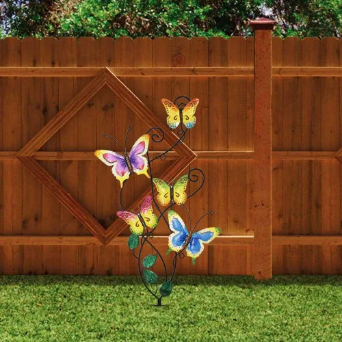 Vista 3 de Juegoal Decoración de estaca de jardín de mariposa de 28 pulgadas, decoración de arte de pared de metal, regalo ideal para el día de la madre
