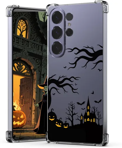 Vista 24 de Funda transparente para iPhone 17 Pro Max, diseño de calabaza negra Funda protectora suave para iPhone 17 Pro Max Halloween Pumpkin