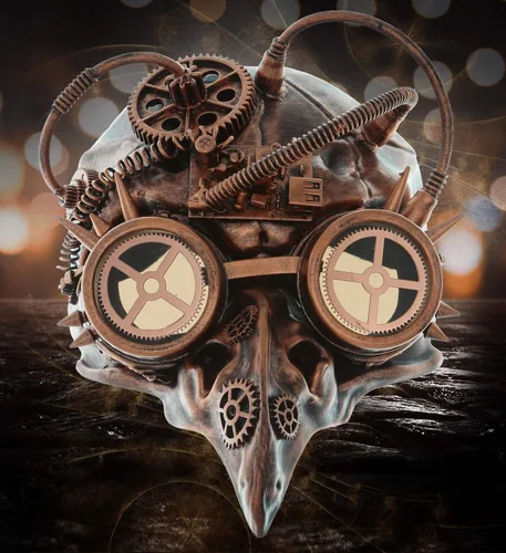 Vista 5 de Steampunk Bird Beak Half Mask Robot Goggle Costume - Bronce