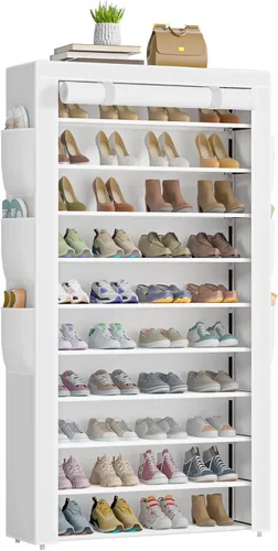 Vista 10 de OYREL Zapatero alto a prueba de polvo, organizador de zapatos de gran capacidad de 8 niveles, 32-40 pares de zapatos