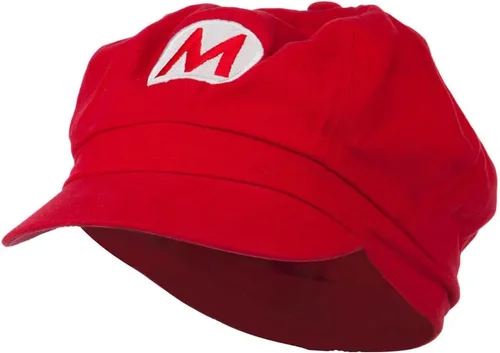 Vista 2 de Gorra bordada de algodón de gran tamaño Mario Luigi Wario Waluigi Rojo