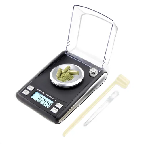 Vista 6 de Báscula de miligramos Fuzion 1.76 oz/0.00 oz, báscula de polvo con 6 accesorios Incluye pesas de calibración, escala de mg para polvo, suplemento