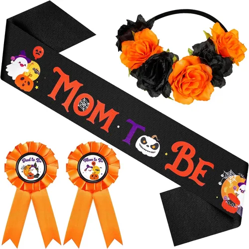 Vista 15 de Ceenna Decoraciones de otoño para baby shower, banda de calabaza para mamá