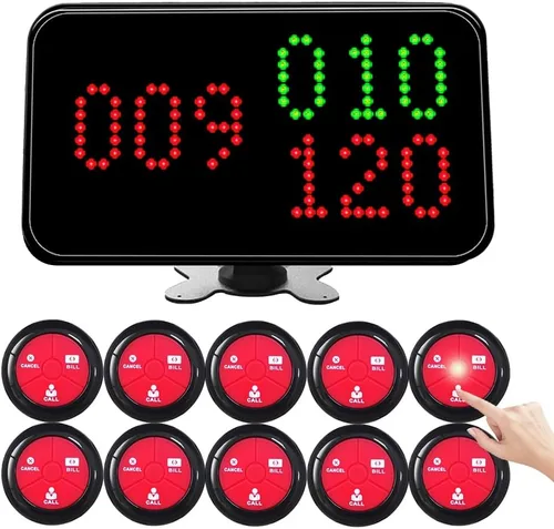 Vista 11 de Sistema inalámbrico de llamada de camarero con 1 pantalla de número/3 localizadores de relojes/20 botones de llamada de mesa impermeables, 1