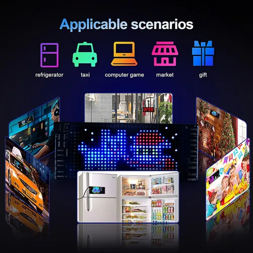 Vista 6 de Letrero de luz para automóvil, panel de matriz LED flexible programable de 6.7 x 2.7 pulgadas, control de aplicación Bluetooth, patrón de texto