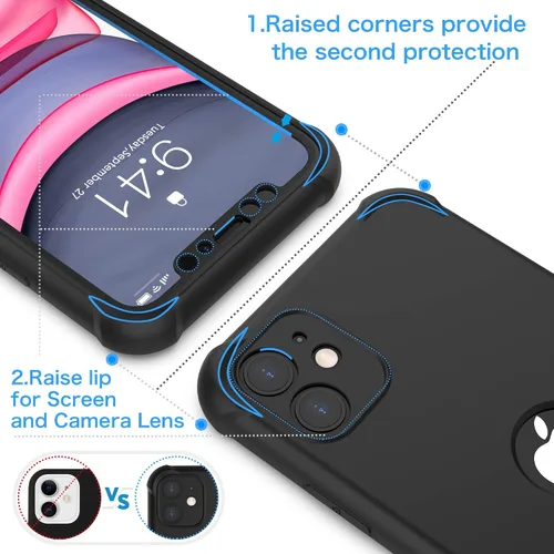 Vista 3 de ORETECH Funda para iPhone 11, con [2 protectores de pantalla de vidrio templado] [prueba de caídas de grado militar de 10 pies]