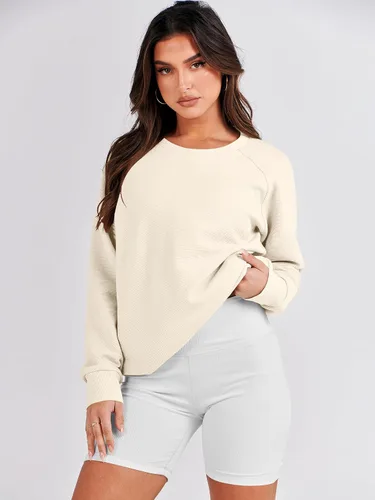 Vista 8 de ANRABESS - Sudadera de gran tamaño para mujer, cuello redondo, manga larga, tipo túnica, con cremallera lateral, sudadera con capucha, suéter