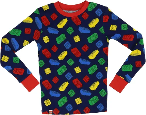 Vista 2 de LEGO Conjunto de pijama de algodón de 2 piezas para niños, talla 4 a 10, azul marino, Azul Marino