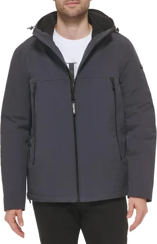 Vista 9 de Calvin Klein Abrigos de invierno para hombre - Chaqueta softshell con capucha forrada de sherpa