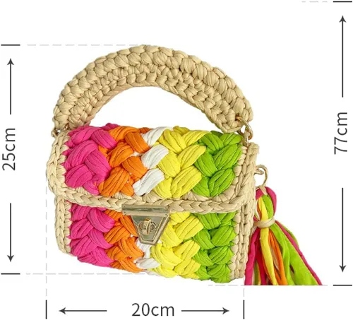 Vista 7 de Bolso cruzado para mujer, bolso de hombro de punto de hilo grueso, bolso de mano tejido a mano, bolso de noche con solapa