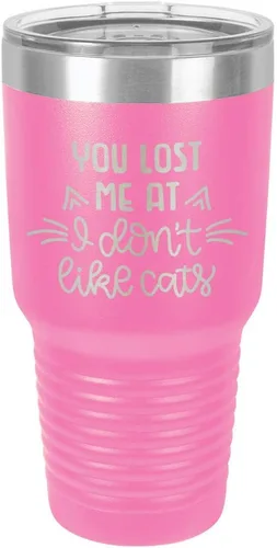 Vista 15 de You Lost Me at I DON'T LIKE CATS Vaso negro de 30 onzas con popote y tapa superior deslizante Taza de viaje de acero inoxidable Comparar