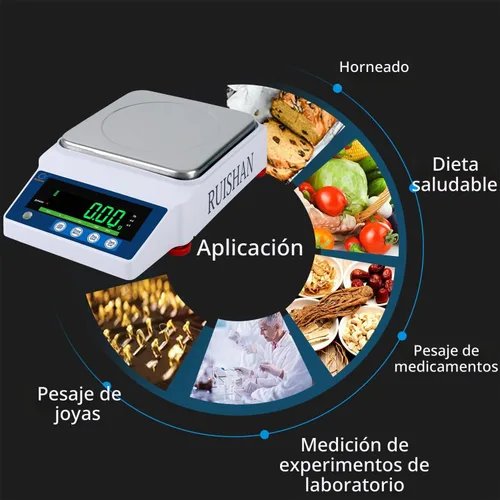 Vista 7 de Báscula Científica de Precisión de Laboratorio RUISHAN 1000g x 0.01g g/lb/oz/ct Escala de 0.01 Gramo, Báscula de Laboratorio, Báscula