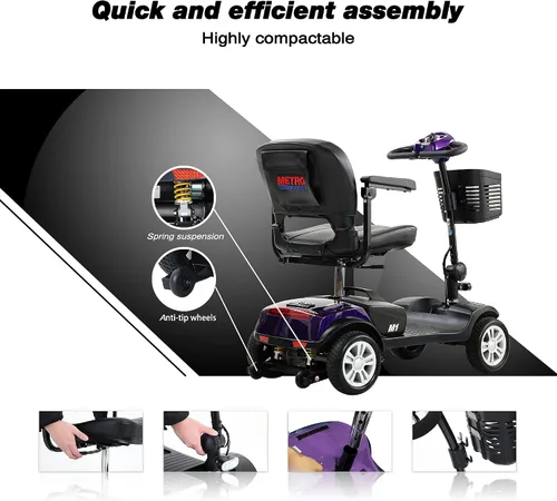 Vista 5 de Metro Mobility Patinete eléctrico de 4 ruedas para adultos, 300 libras de capacidad, scooters motorizados de movilidad para personas mayores
