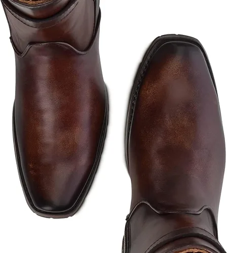 Vista 8 de Cuadra Botas urbanas para hombre en piel bovina con cremallera marrón