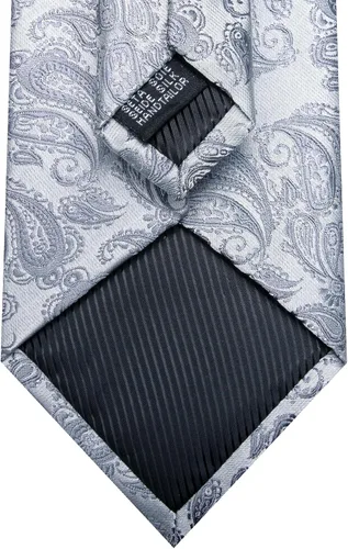 Vista 78 de Barry.Wang - Juego de corbata de seda para hombre, diseño de cachemira, pañuelo y gemelos de bolsillo