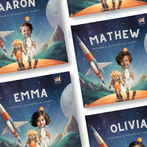 Vista 7 de Libro de cuentos personalizado para niños, increíble viaje interestelar, nombre y foto personalizados, regalos para bebés, aventura atractiva