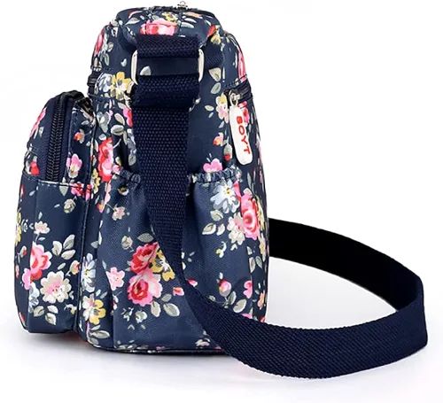 Vista 3 de H HIKKER-LINK Bolso cruzado floral con múltiples bolsillos para mujer, ligero, de viaje