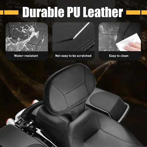 Vista 2 de Respaldo desmontable para conductor, respaldo ajustable con almohadilla para Harley Touring CVO Street Glide Road Glide Road King Ultra Limited